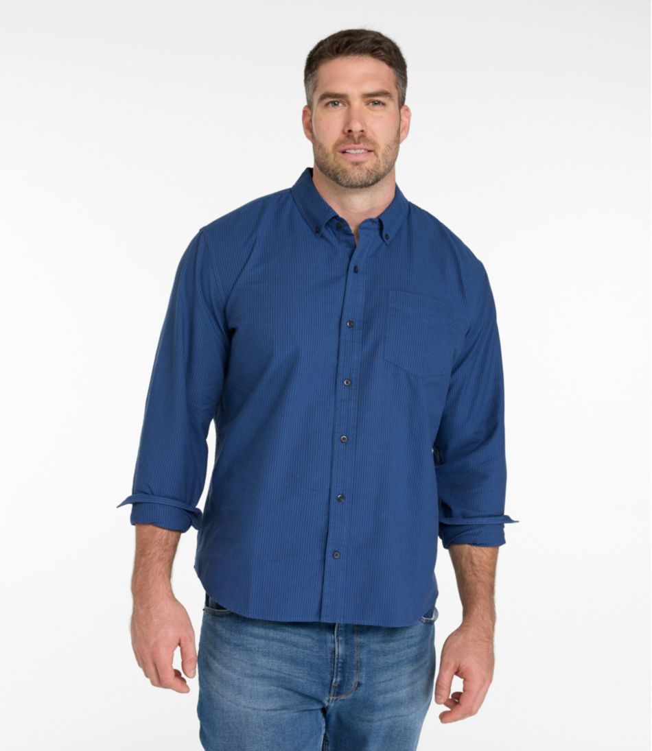 Men's Sunwashed Oxford Shirt, Slightly Fitted Untucked Fit, Stripe L.L.Bean New