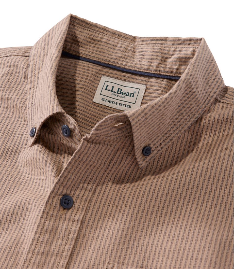 Men's Sunwashed Oxford Shirt, Slightly Fitted Untucked Fit, Stripe L.L.Bean New