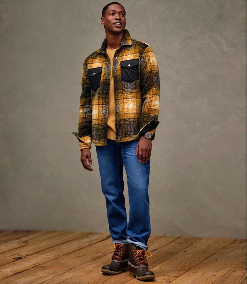 Men's Signature Mixed Media Fleece Shirt Jacket, Plaid L.L.Bean Featured