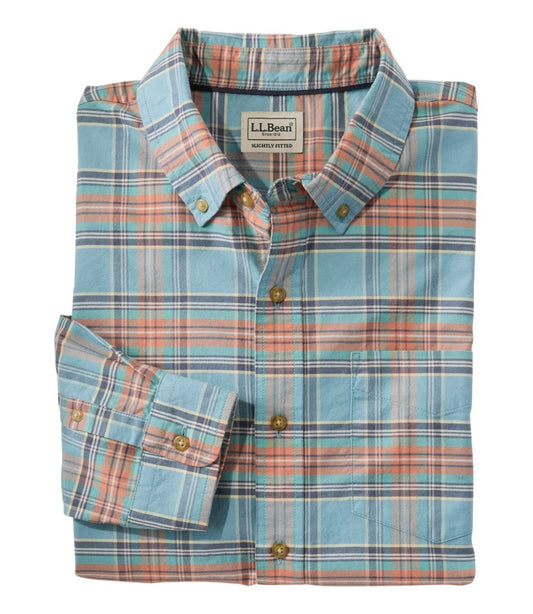 Men's Sunwashed Oxford Shirt, Slightly Fitted Untucked Fit, Plaid L.L.Bean Popular