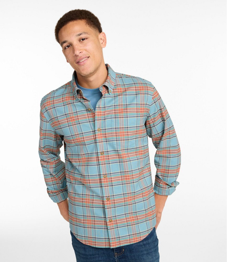 Men's Sunwashed Oxford Shirt, Slightly Fitted Untucked Fit, Plaid L.L.Bean Popular