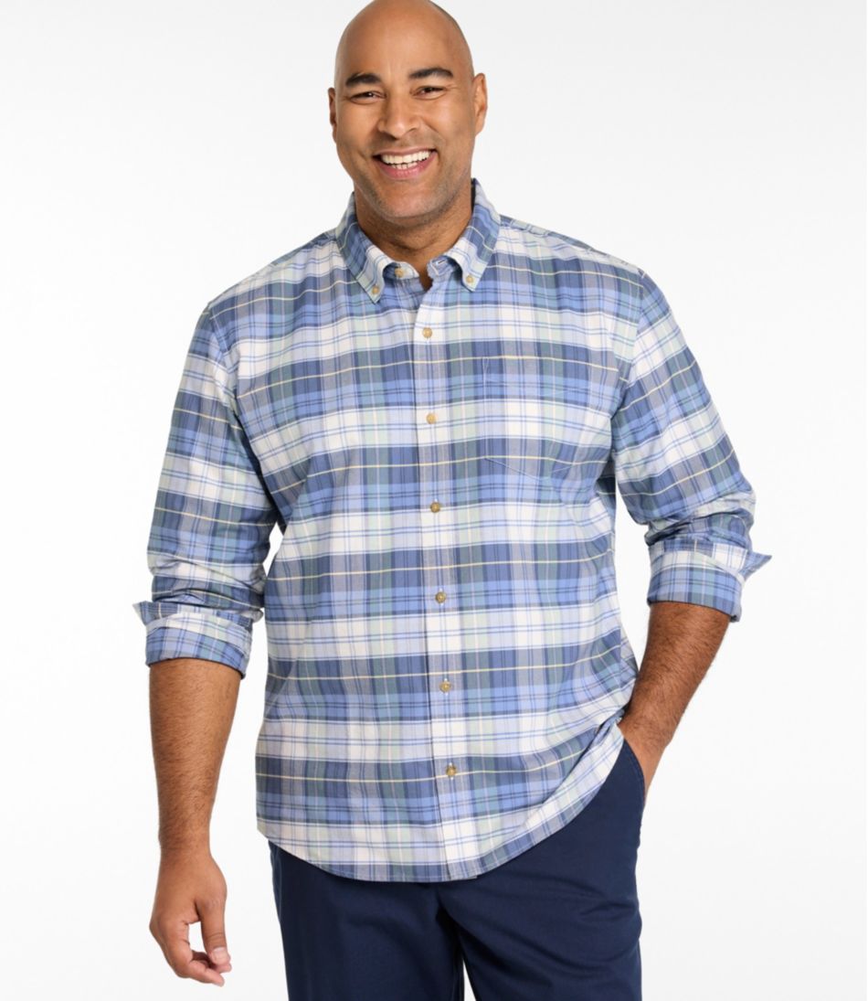 Men's Sunwashed Oxford Shirt, Slightly Fitted Untucked Fit, Plaid L.L.Bean Popular
