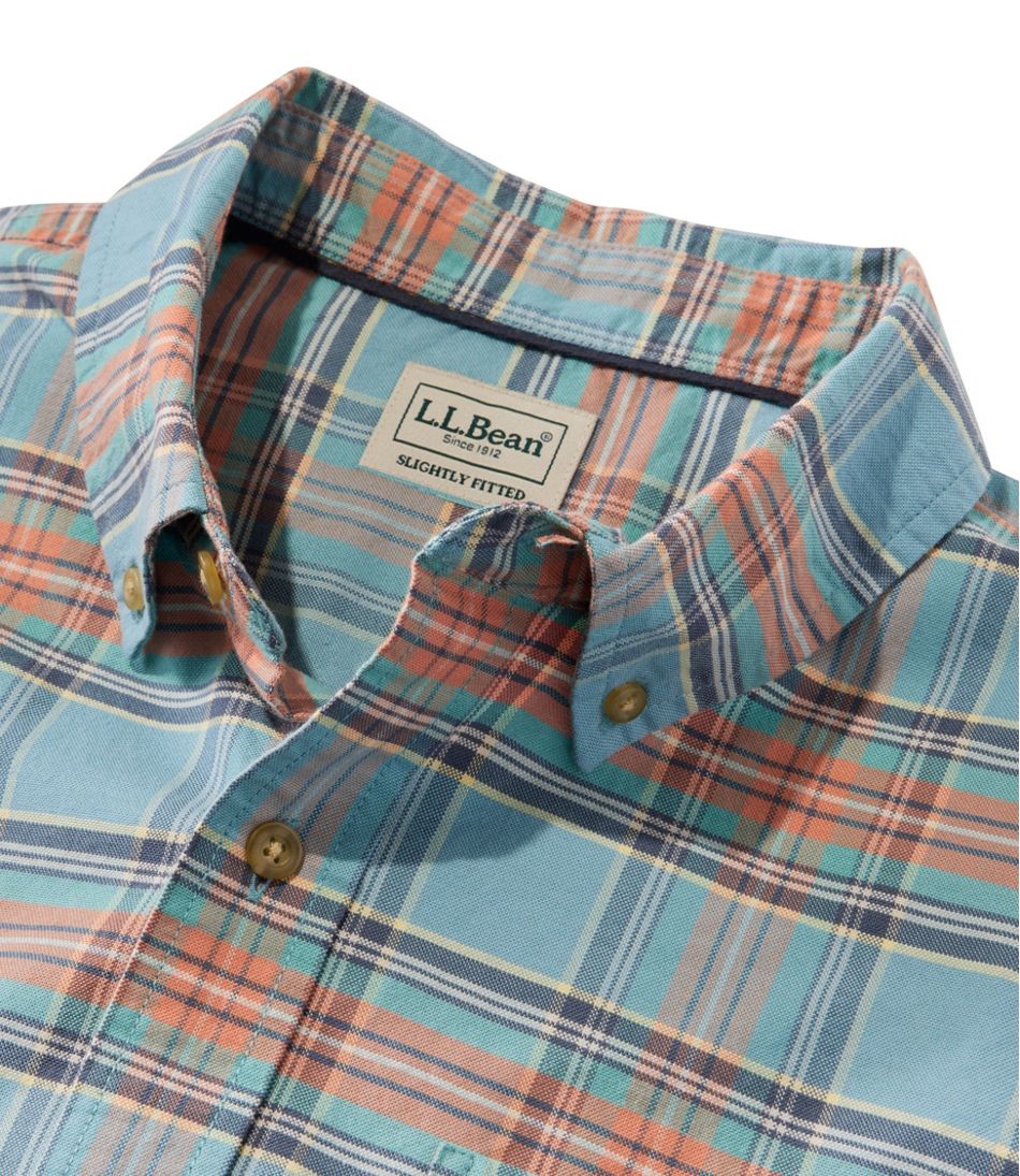 Men's Sunwashed Oxford Shirt, Slightly Fitted Untucked Fit, Plaid L.L.Bean Popular