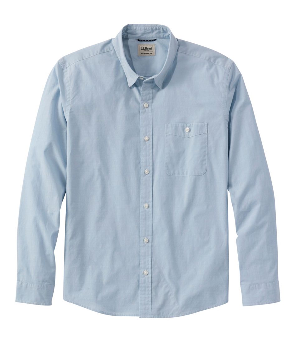 Men's Comfort Stretch Performance® Chambray Shirt, Long-Sleeve, Slightly Fitted Untucked Fit L.L.Bean Essential