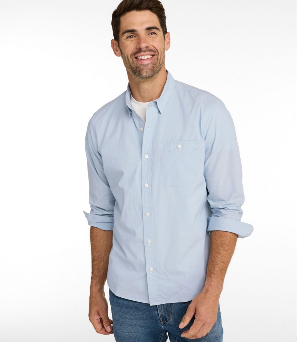 Men's Comfort Stretch Performance® Chambray Shirt, Long-Sleeve, Slightly Fitted Untucked Fit L.L.Bean Essential