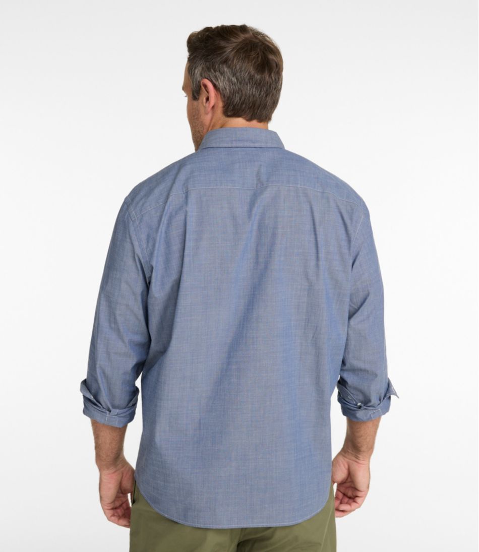 Men's Comfort Stretch Performance® Chambray Shirt, Long-Sleeve, Slightly Fitted Untucked Fit L.L.Bean Essential