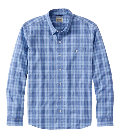 Men's Comfort Stretch Performance® Chambray Shirt, Long-Sleeve, Slightly Fitted Untucked Fit, Plaid L.L.Bean Premium