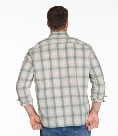 Men's Comfort Stretch Performance® Chambray Shirt, Long-Sleeve, Slightly Fitted Untucked Fit, Plaid L.L.Bean Premium