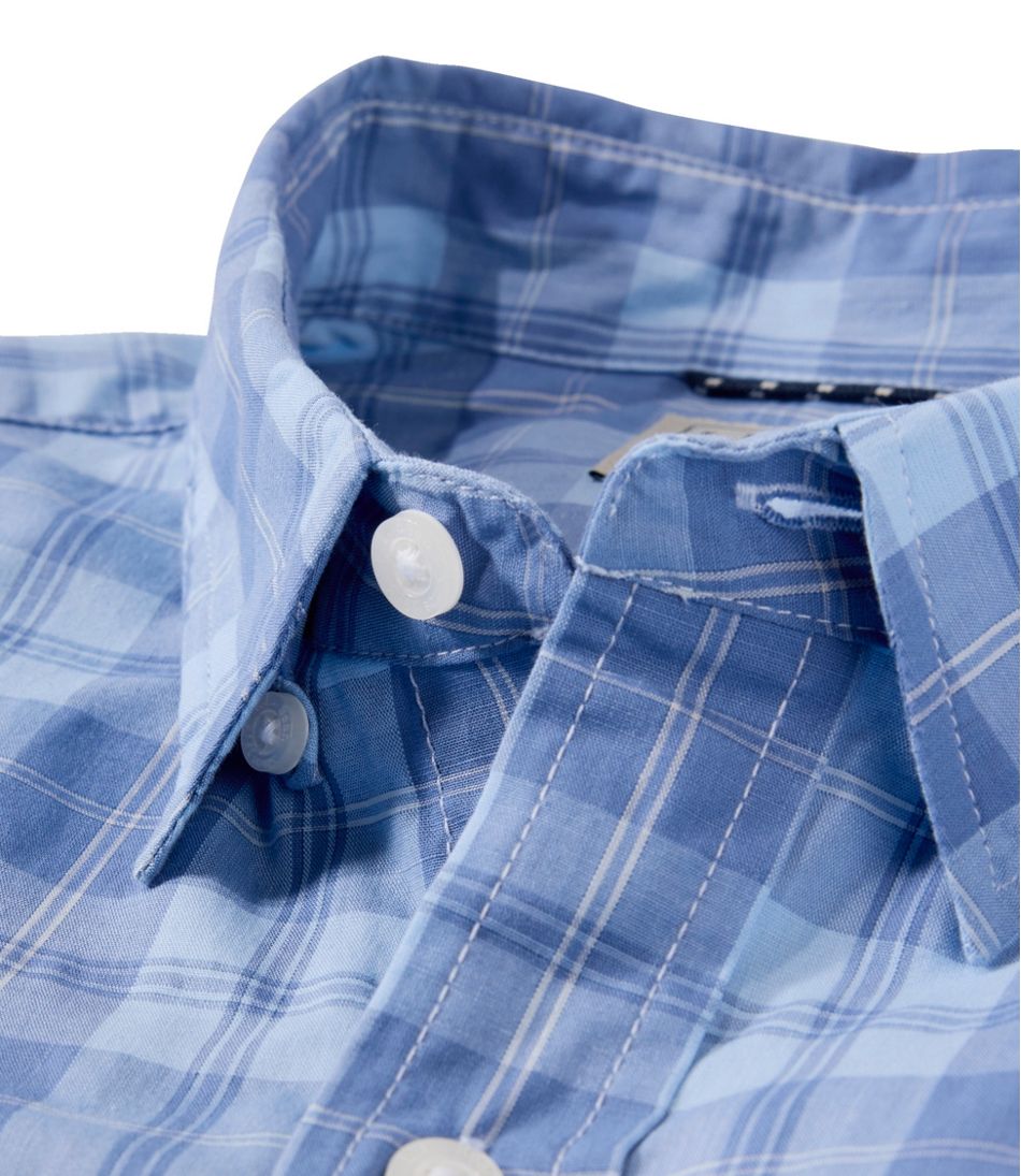 Men's Comfort Stretch Performance® Chambray Shirt, Long-Sleeve, Slightly Fitted Untucked Fit, Plaid L.L.Bean Premium