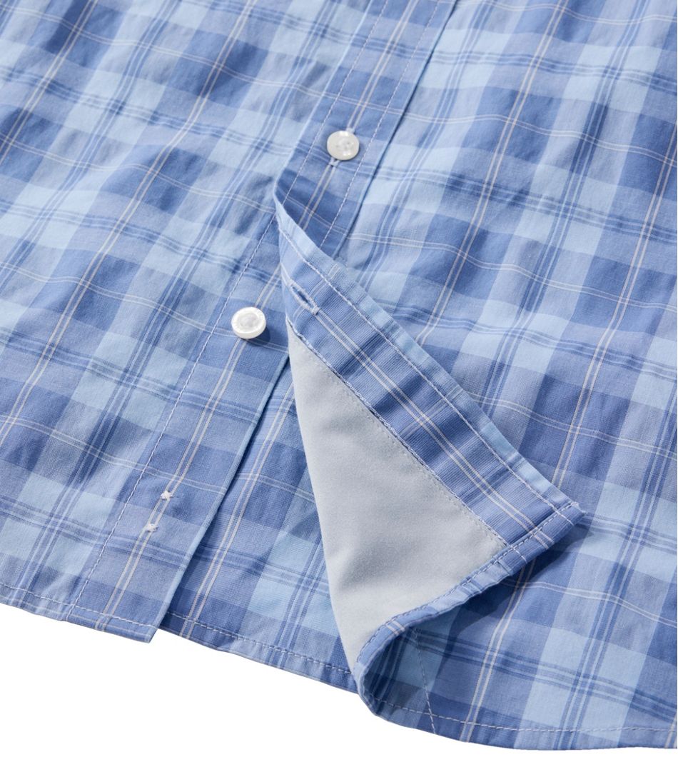 Men's Comfort Stretch Performance® Chambray Shirt, Long-Sleeve, Slightly Fitted Untucked Fit, Plaid L.L.Bean Premium