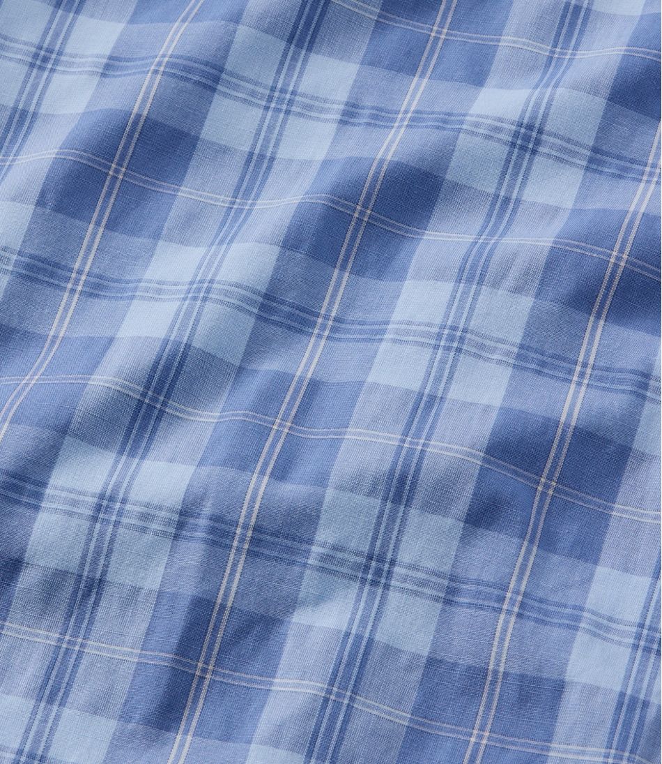 Men's Comfort Stretch Performance® Chambray Shirt, Long-Sleeve, Slightly Fitted Untucked Fit, Plaid L.L.Bean Premium