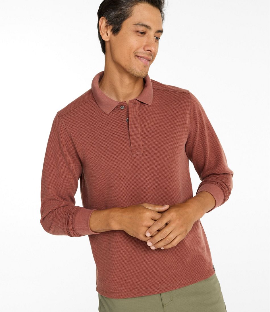 Men's Mountainside Micro Waffle Polo, Long-Sleeve L.L.Bean New