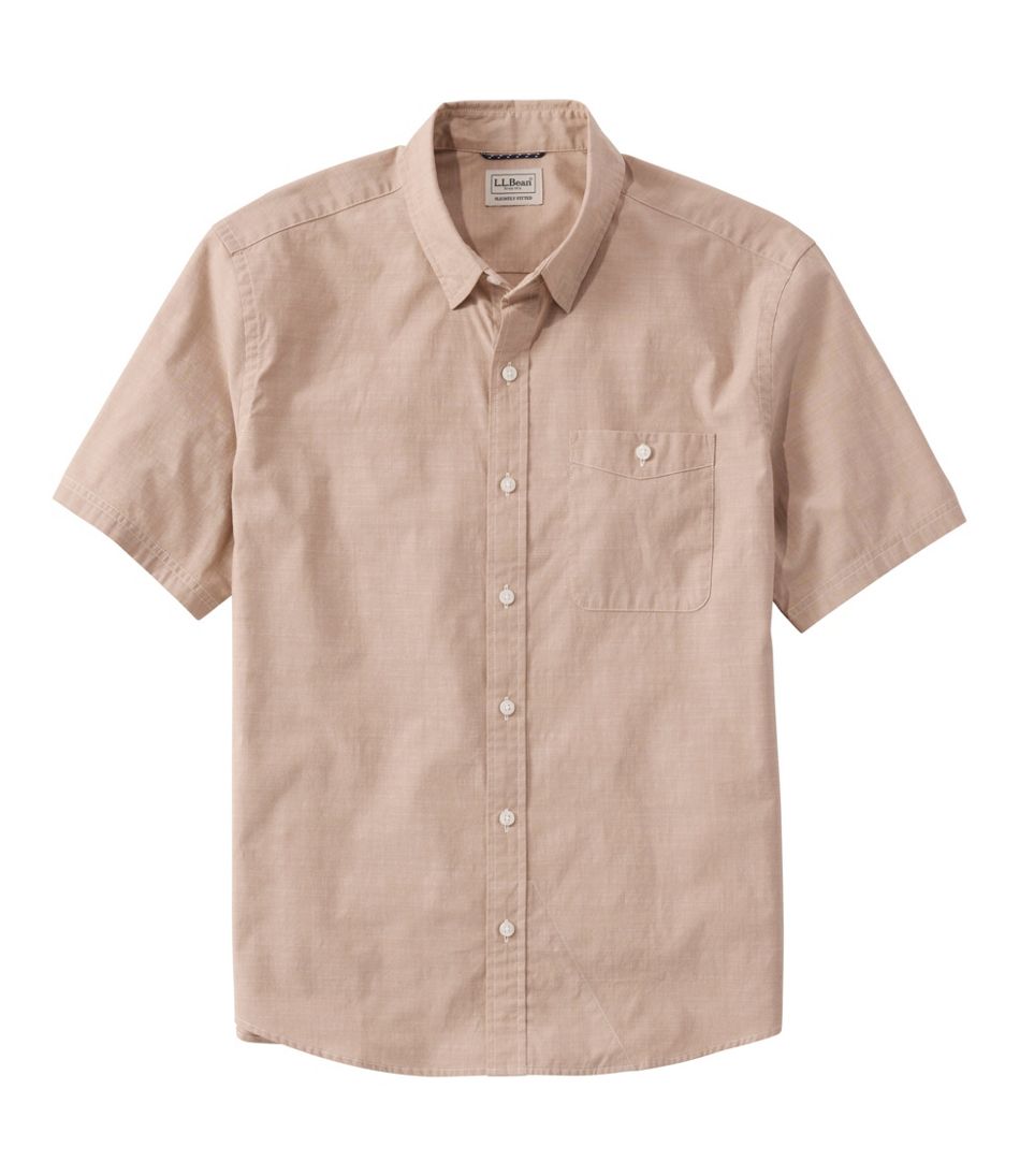 Men's Comfort Stretch Performance® Chambray Shirt, Short-Sleeve, Slightly Fitted Untucked Fit L.L.Bean Featured