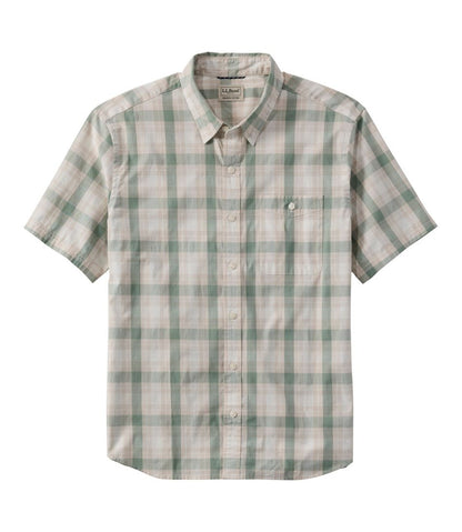 Men's Comfort Stretch Performance® Chambray Shirt, Short-Sleeve, Slightly Fitted Untucked Fit, Plaid L.L.Bean Best Seller