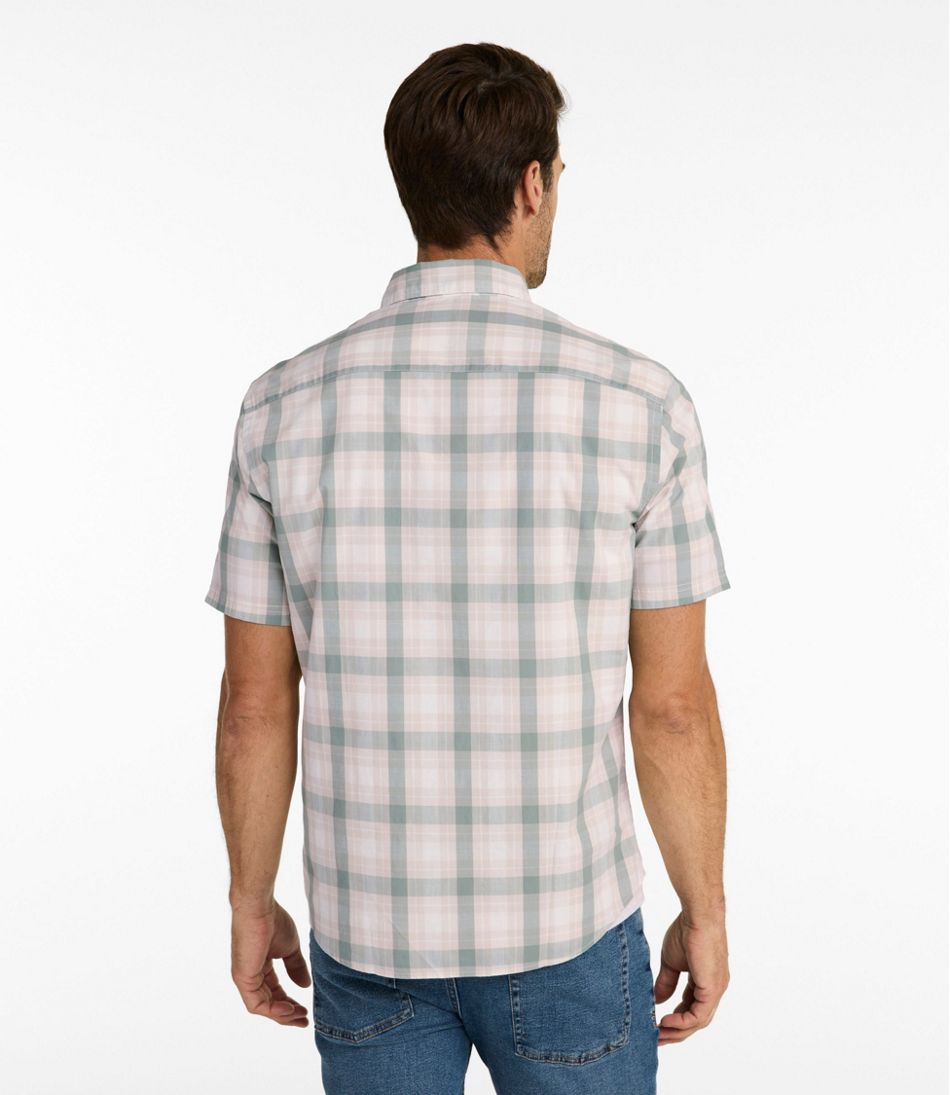 Men's Comfort Stretch Performance® Chambray Shirt, Short-Sleeve, Slightly Fitted Untucked Fit, Plaid L.L.Bean Best Seller