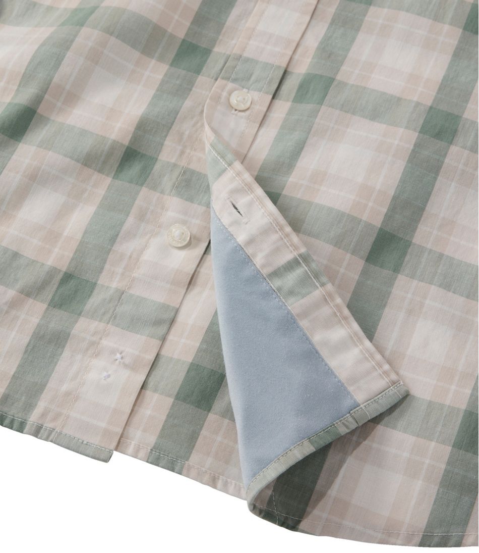 Men's Comfort Stretch Performance® Chambray Shirt, Short-Sleeve, Slightly Fitted Untucked Fit, Plaid L.L.Bean Best Seller