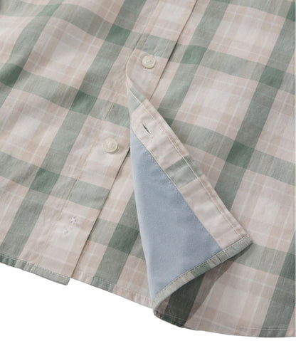 Men's Comfort Stretch Performance® Chambray Shirt, Short-Sleeve, Slightly Fitted Untucked Fit, Plaid L.L.Bean Best Seller