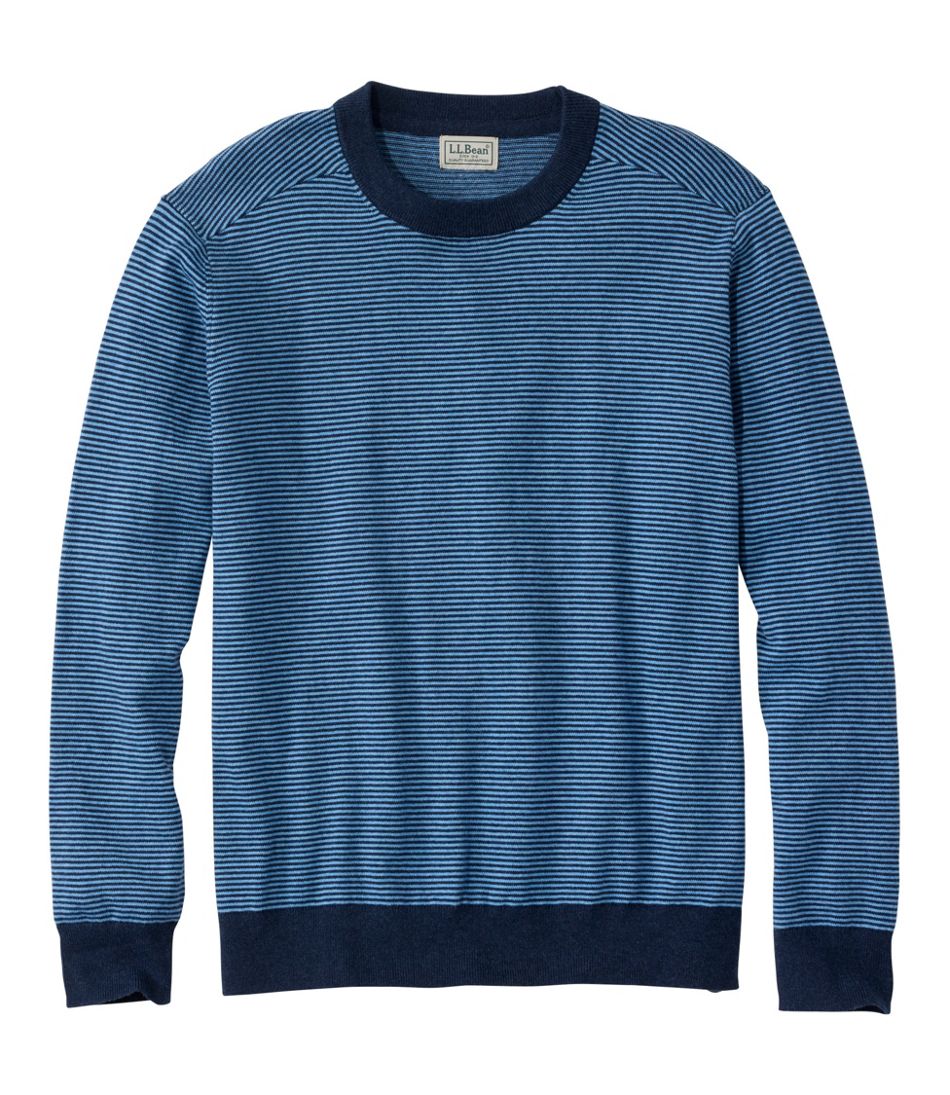 Men's All Seasons Cotton Blend Sweater, Crewneck, Stripe L.L.Bean Featured