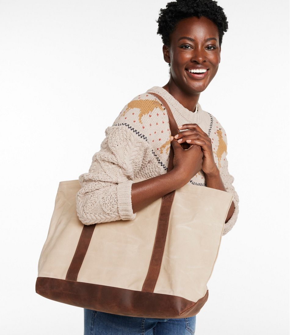 Leather-Trim Waxed Canvas Tote L.L.Bean Essential