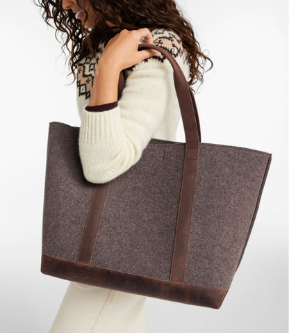 Leather-Trim Wool Tote L.L.Bean Everyday
