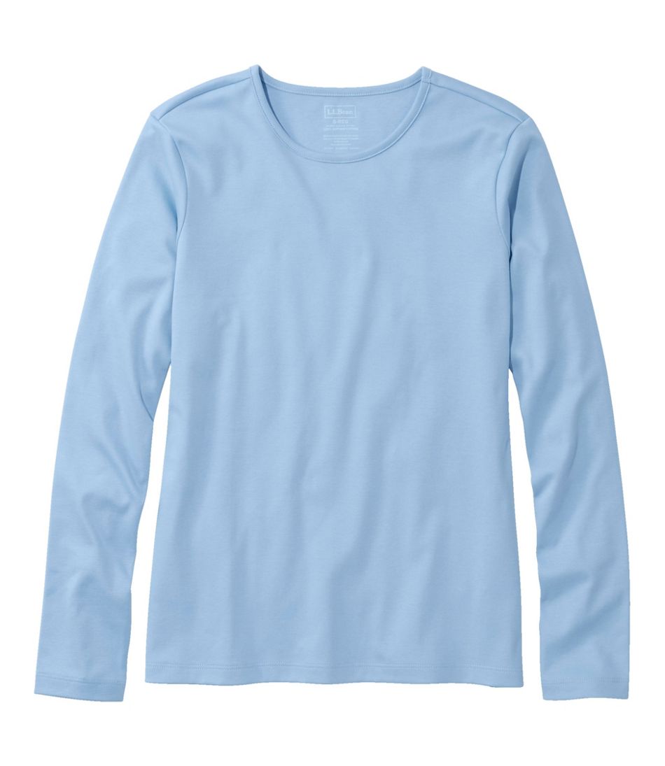 Women's Pima Cotton Tee, Long-Sleeve Crewneck L.L.Bean Recommended
