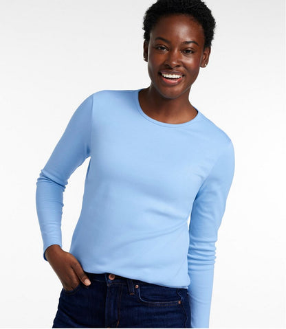 Women's Pima Cotton Tee, Long-Sleeve Crewneck L.L.Bean Recommended