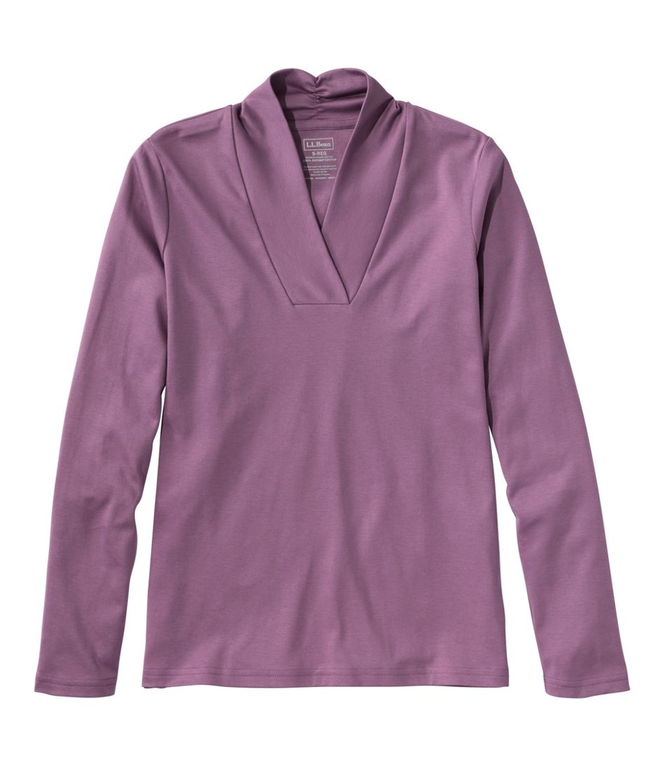 Women's Pima Cotton Tee, Shawl Long-Sleeve L.L.Bean Value