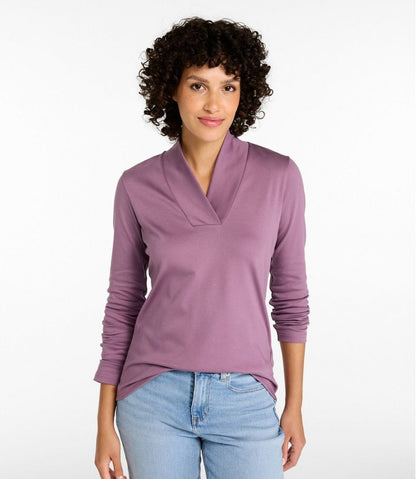 Women's Pima Cotton Tee, Shawl Long-Sleeve L.L.Bean Value