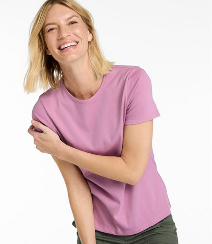 Women's Pima Cotton Tee, Short-Sleeve Crewneck L.L.Bean Premium