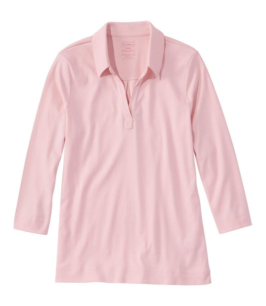 Women's Pima Cotton Tee, Three-Quarter-Sleeve Polo L.L.Bean New