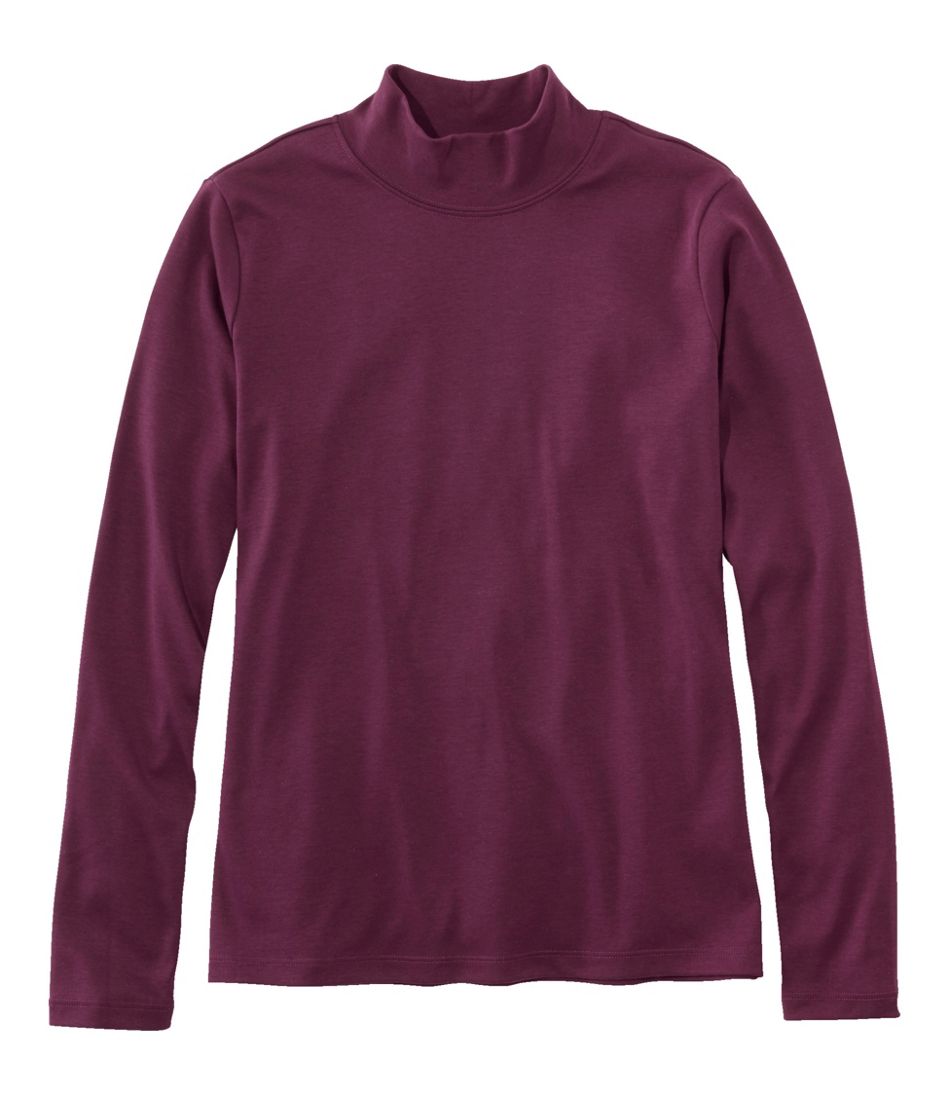 Women's Pima Cotton Tee, Long-Sleeve Mockneck L.L.Bean Featured