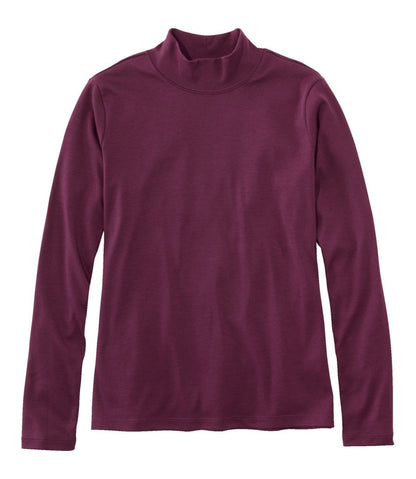 Women's Pima Cotton Tee, Long-Sleeve Mockneck L.L.Bean Featured