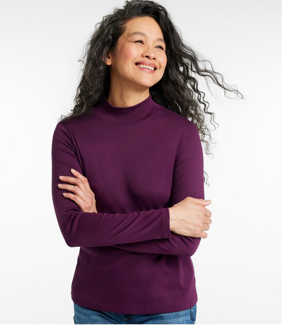 Women's Pima Cotton Tee, Long-Sleeve Mockneck L.L.Bean Featured