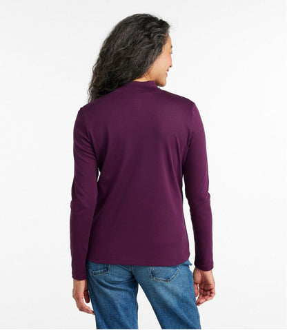 Women's Pima Cotton Tee, Long-Sleeve Mockneck L.L.Bean Featured