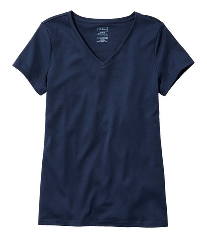 Women's Pima Cotton Shaped V-Neck, Short-Sleeve L.L.Bean Popular