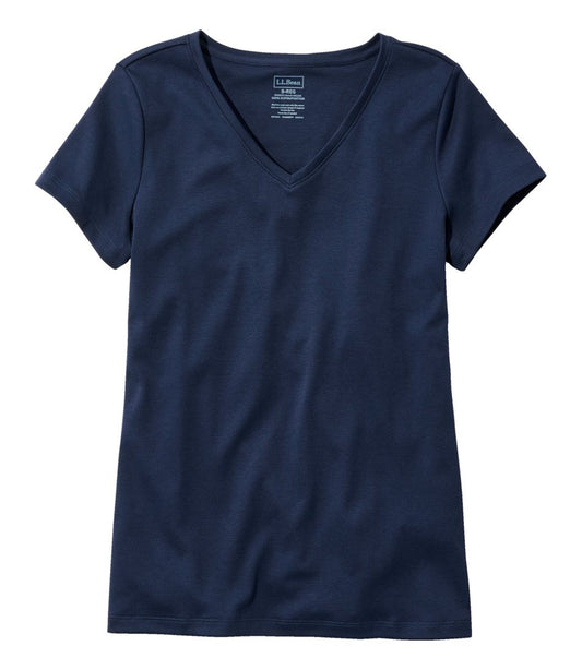 Women's Pima Cotton Shaped V-Neck, Short-Sleeve L.L.Bean Popular