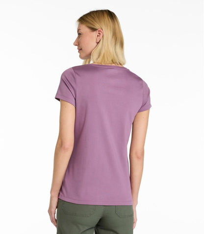 Women's Pima Cotton Shaped V-Neck, Short-Sleeve L.L.Bean Popular