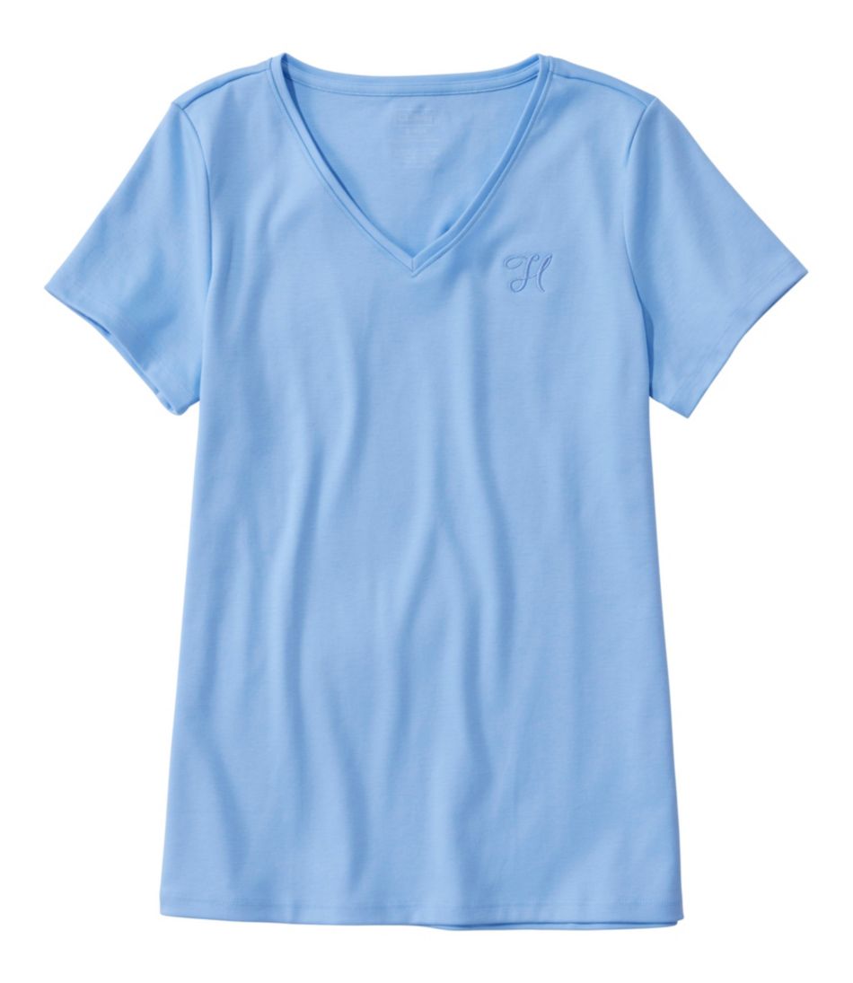 Women's Pima Cotton Shaped V-Neck, Short-Sleeve L.L.Bean Popular