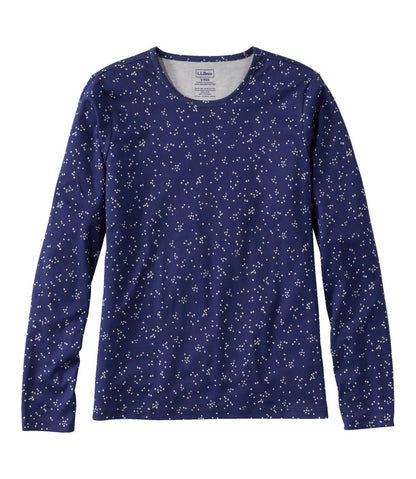 Women's Pima Cotton Tee, Long-Sleeve Crewneck Print L.L.Bean Trending
