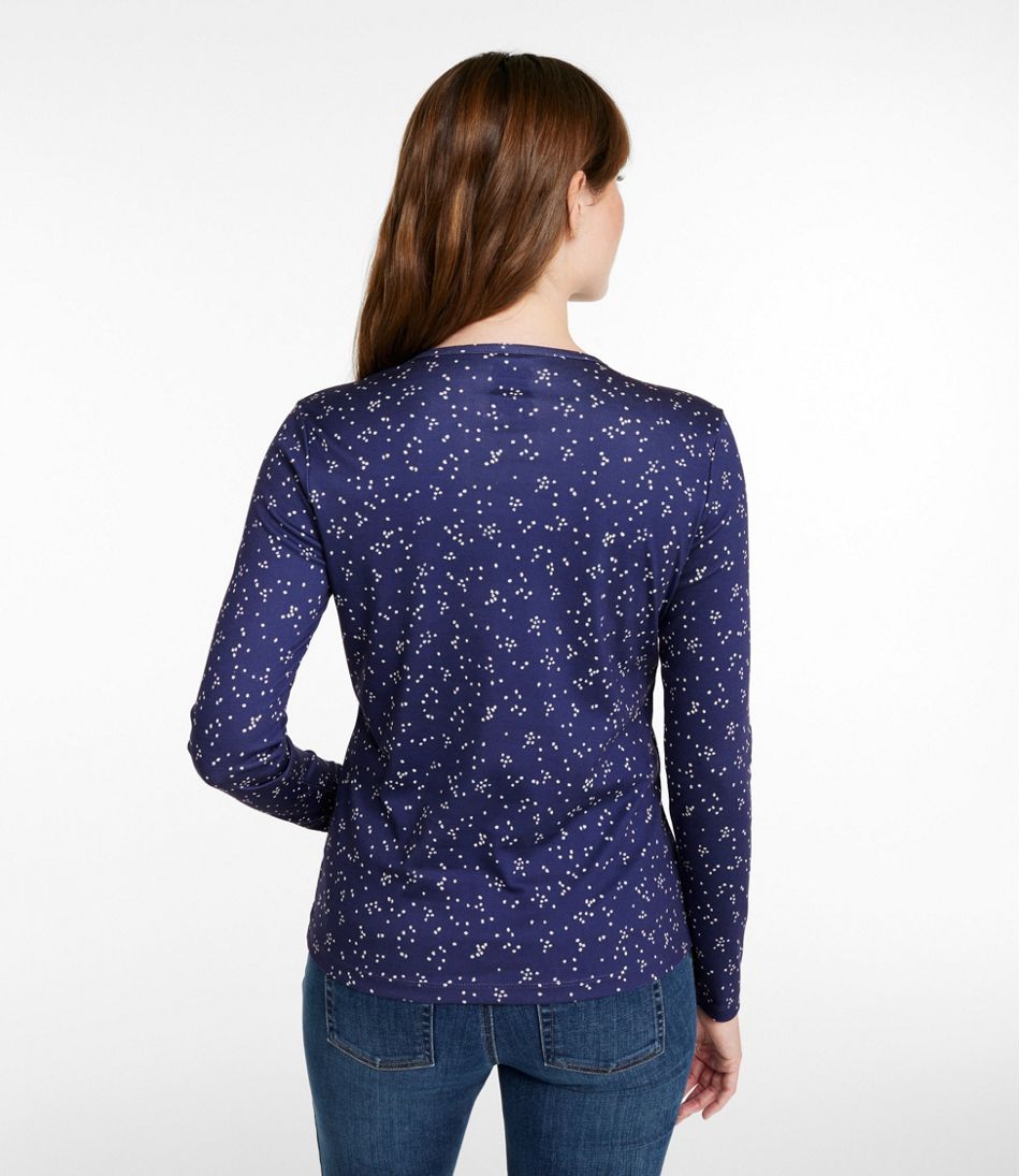 Women's Pima Cotton Tee, Long-Sleeve Crewneck Print L.L.Bean Trending