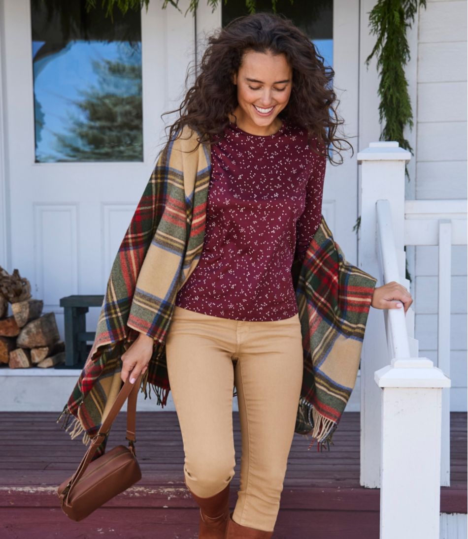Women's Pima Cotton Tee, Long-Sleeve Crewneck Print L.L.Bean Trending