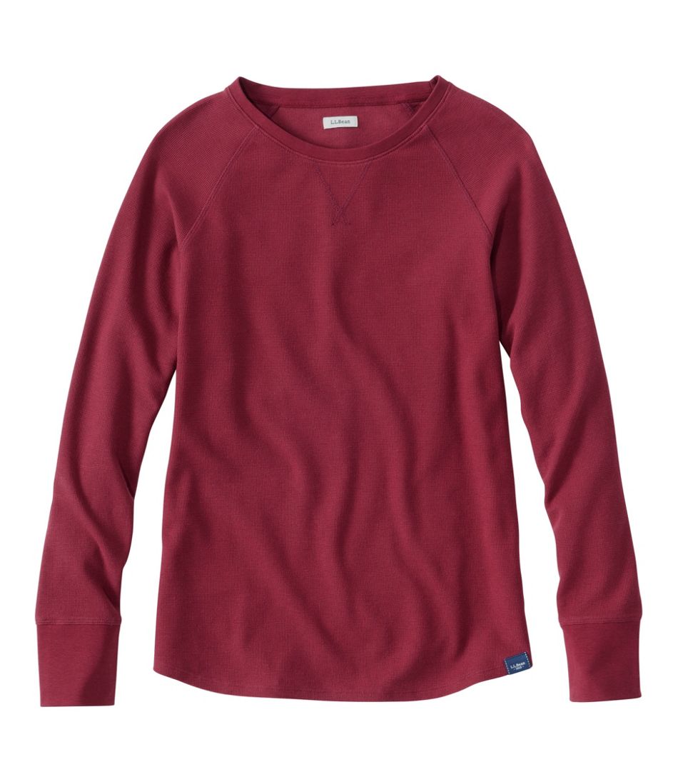 Women's Unshrinkable Mini-Waffle Tee, Long-Sleeve Crewneck L.L.Bean Best Seller