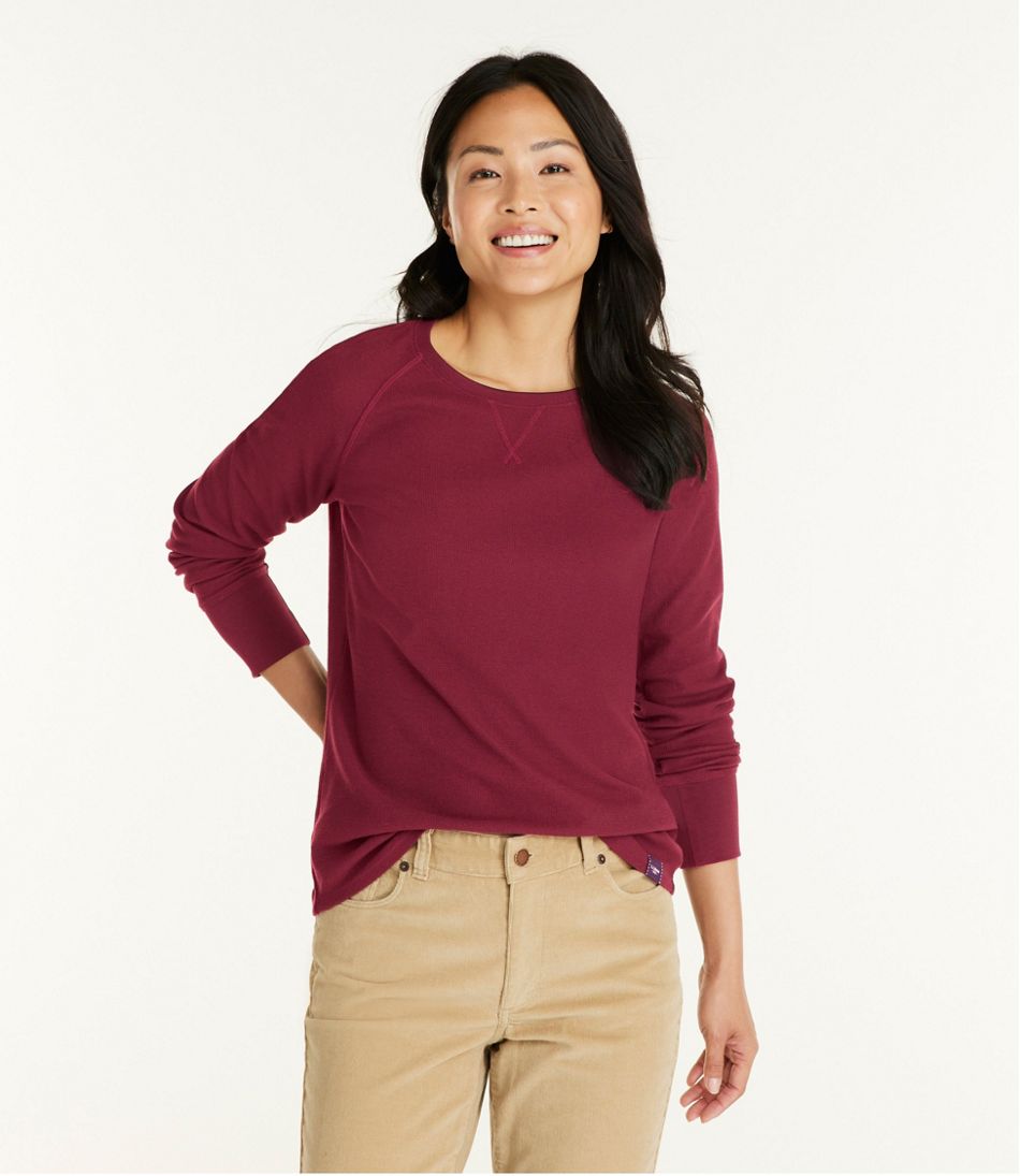 Women's Unshrinkable Mini-Waffle Tee, Long-Sleeve Crewneck L.L.Bean Best Seller