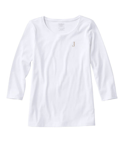 Women's Pima Cotton Shaped Tee, Three-Quarter-Sleeve Jewelneck L.L.Bean Classic