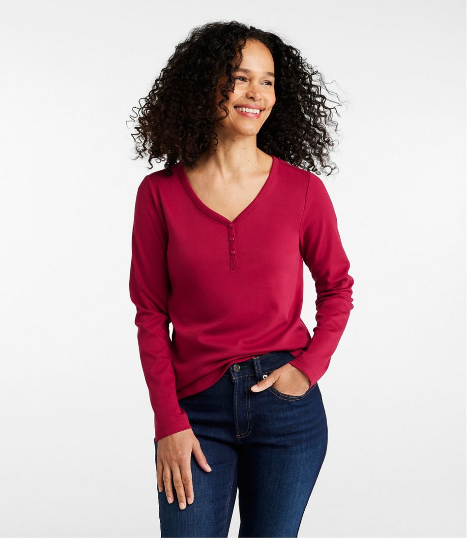 Women's L.L.Bean V-Neck Henley, Long-Sleeve L.L.Bean Premium