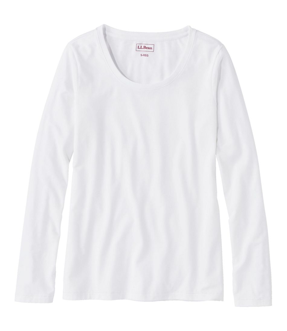 Women's Soft Stretch Supima-Blend Tee, Scoopneck Long-Sleeve L.L.Bean New