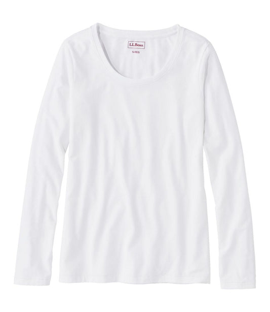 Women's Soft Stretch Supima-Blend Tee, Scoopneck Long-Sleeve L.L.Bean New