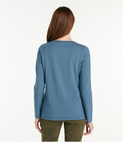 Women's Soft Stretch Supima-Blend Tee, Scoopneck Long-Sleeve L.L.Bean New