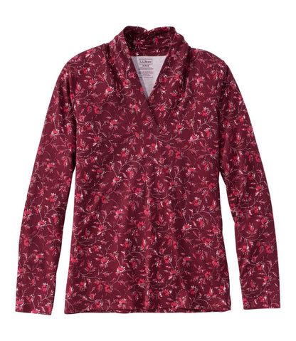 Women's Pima Cotton Tee, Shawl Long-Sleeve Print L.L.Bean Top Pick
