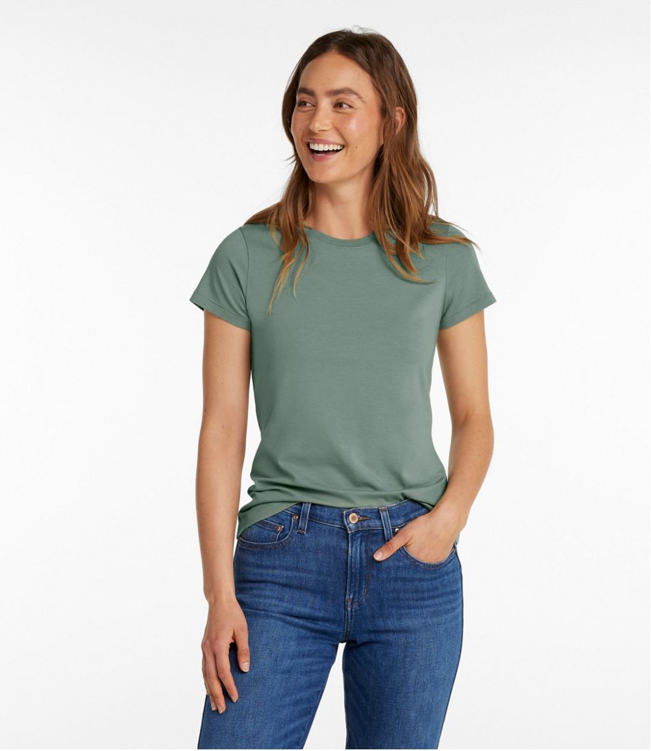Women's Soft Stretch Supima-Blend Tee, Crewneck Short-Sleeve L.L.Bean Recommended